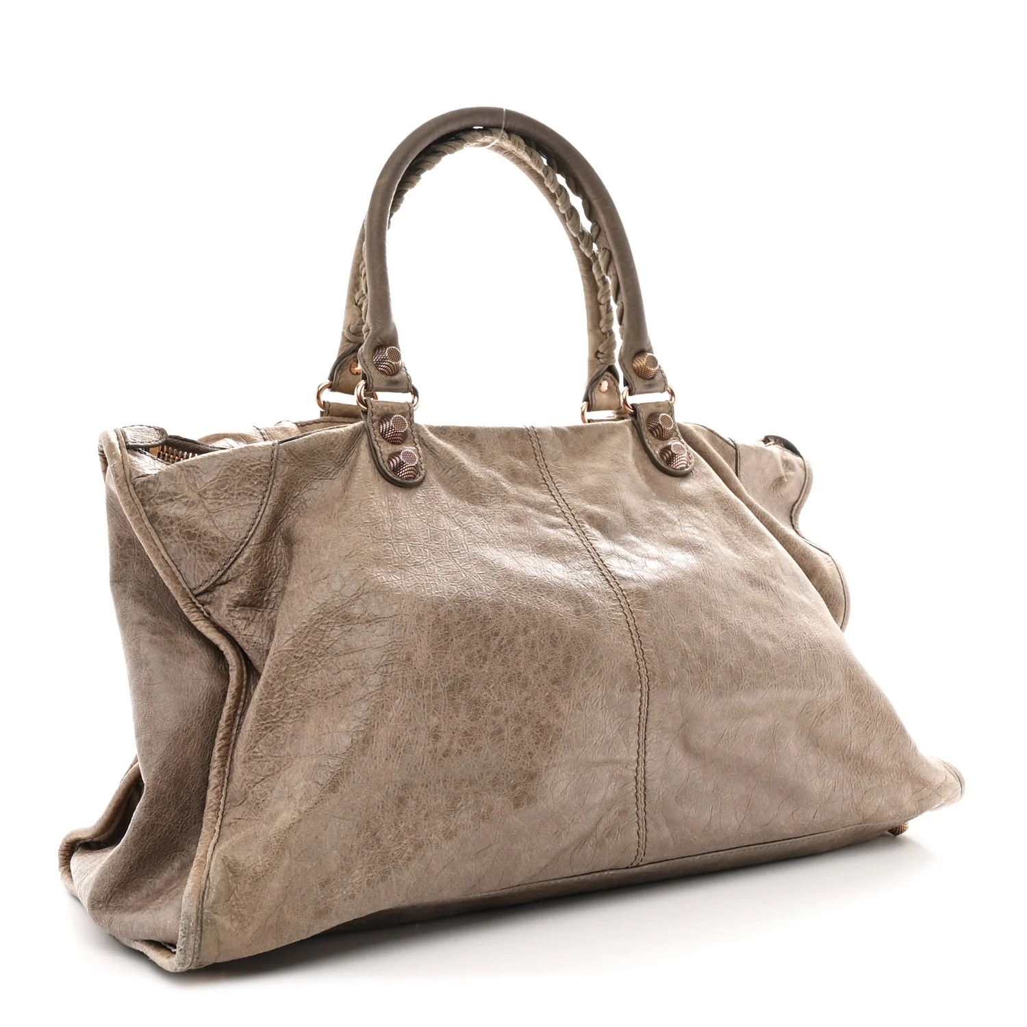 Agneau Giant 12 Rose Gold Hardware Work Gris Poivre