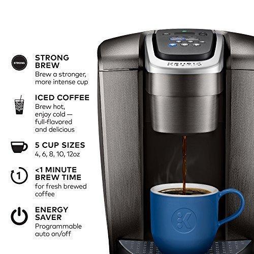 Cafetière Keurig K Elite, machine à café à dosettes K-Cup individuelles, avec possibilité de préparer du café glacé, finition ardoise brossée