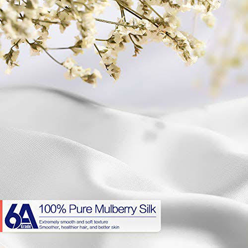 Natural Silk Pillowcase, for Hair and Skin with Hidden Zipper,22 Momme,600 Thread Count 100% Mulberry Silk, Soft Breathable Smooth Both Sided Silk