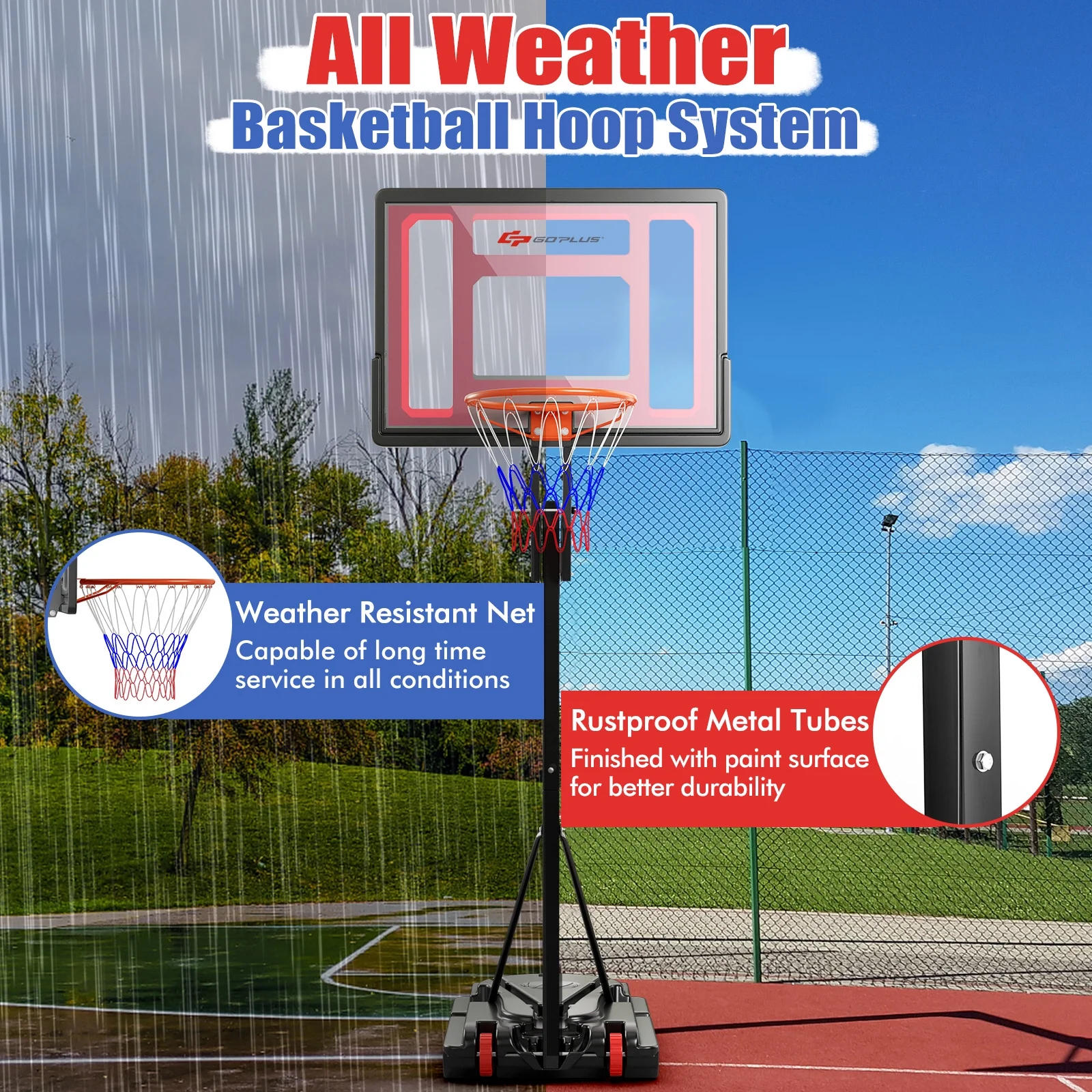 Portable Basketball Hoop System 5-10 FT Adjustable W/Weight Bag Wheels Outdoor - Image 6