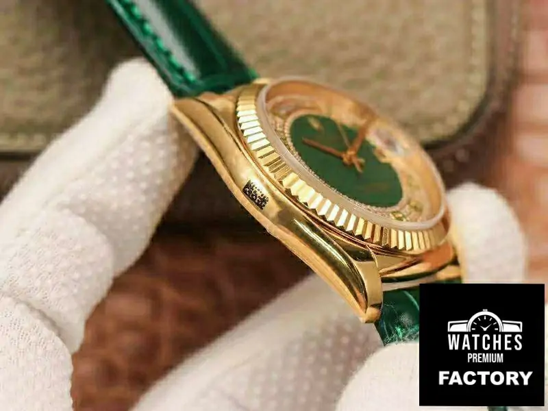 Rolex Day-Date 36mm Green Enamel Diamond Gypsophila Gold dial watch