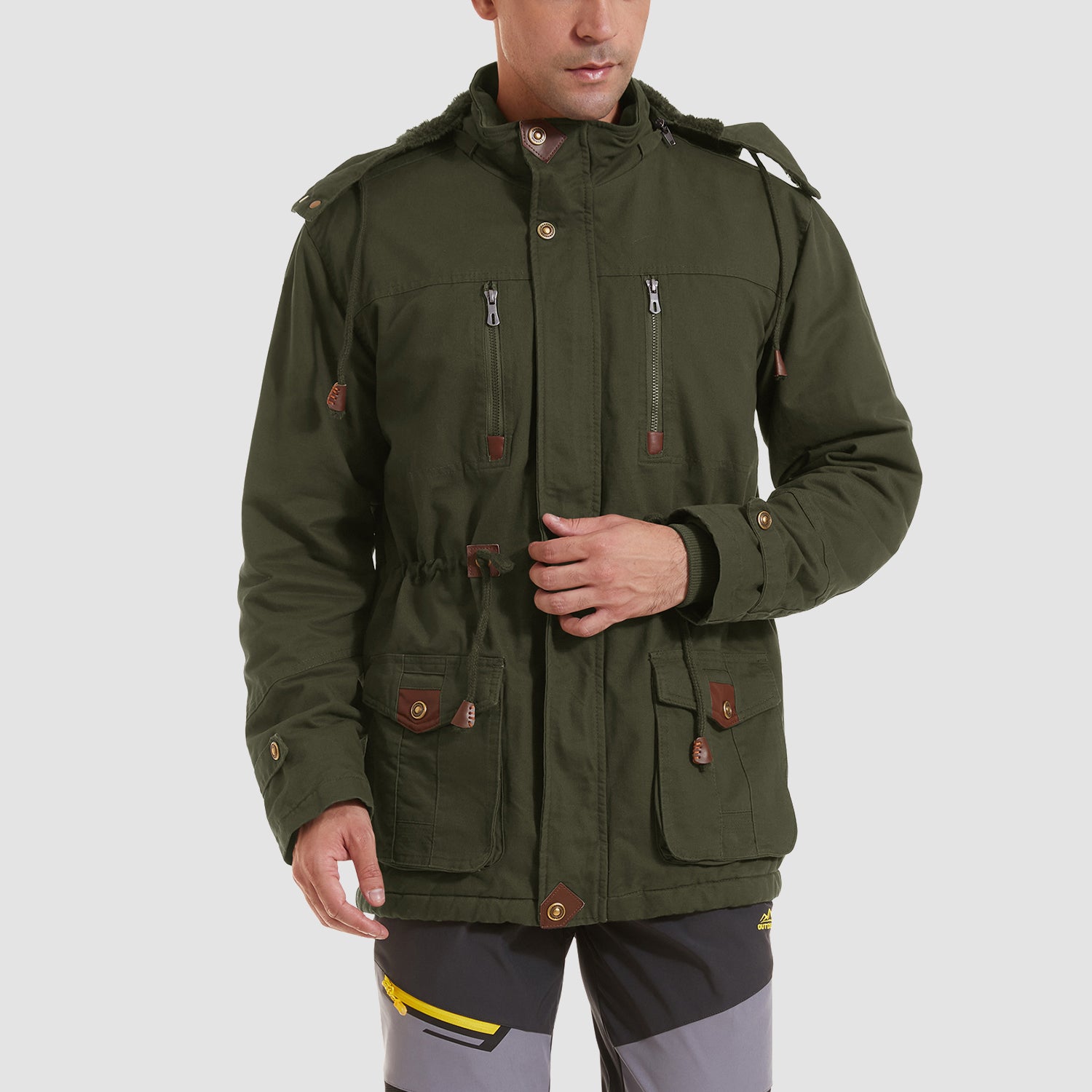 Parka homme en coton cargo, manteau militaire d'hiver épais en polaire chaude