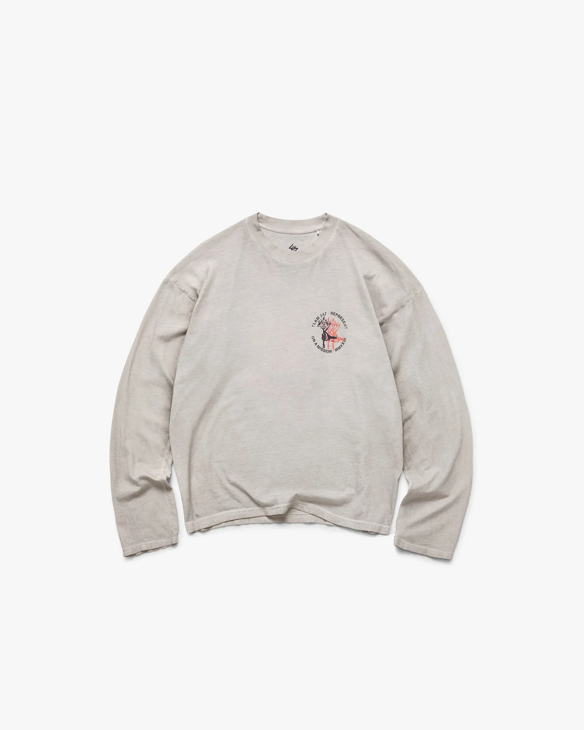 247 Torch Boxy Long Sleeve T-Shirt - Bleach Wash