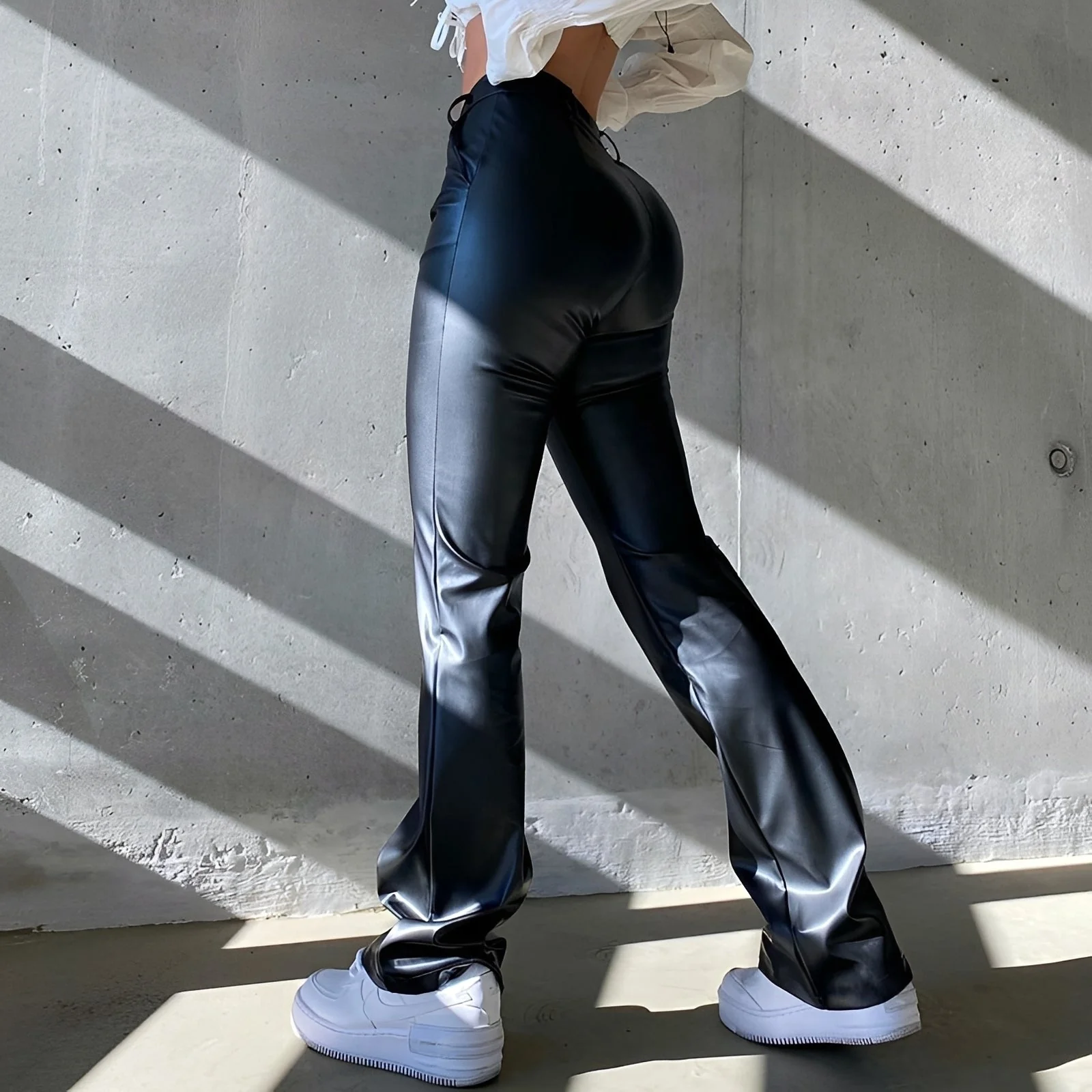 Katerina - Pantalon Décontracté Taille Haute Évasé