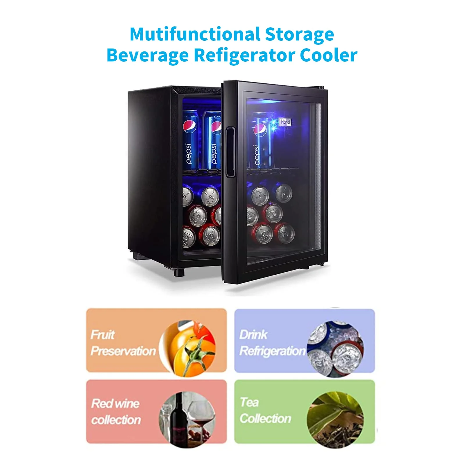 62 - Can Beverage Cooler and Refrigerator, Small Mini Fridge for Home, Office or Bar with Glass Door and Adjustable Removable Shelves，perfect for Soda Beer or Wine, Stainless Steel, 1.6 Cu.ft