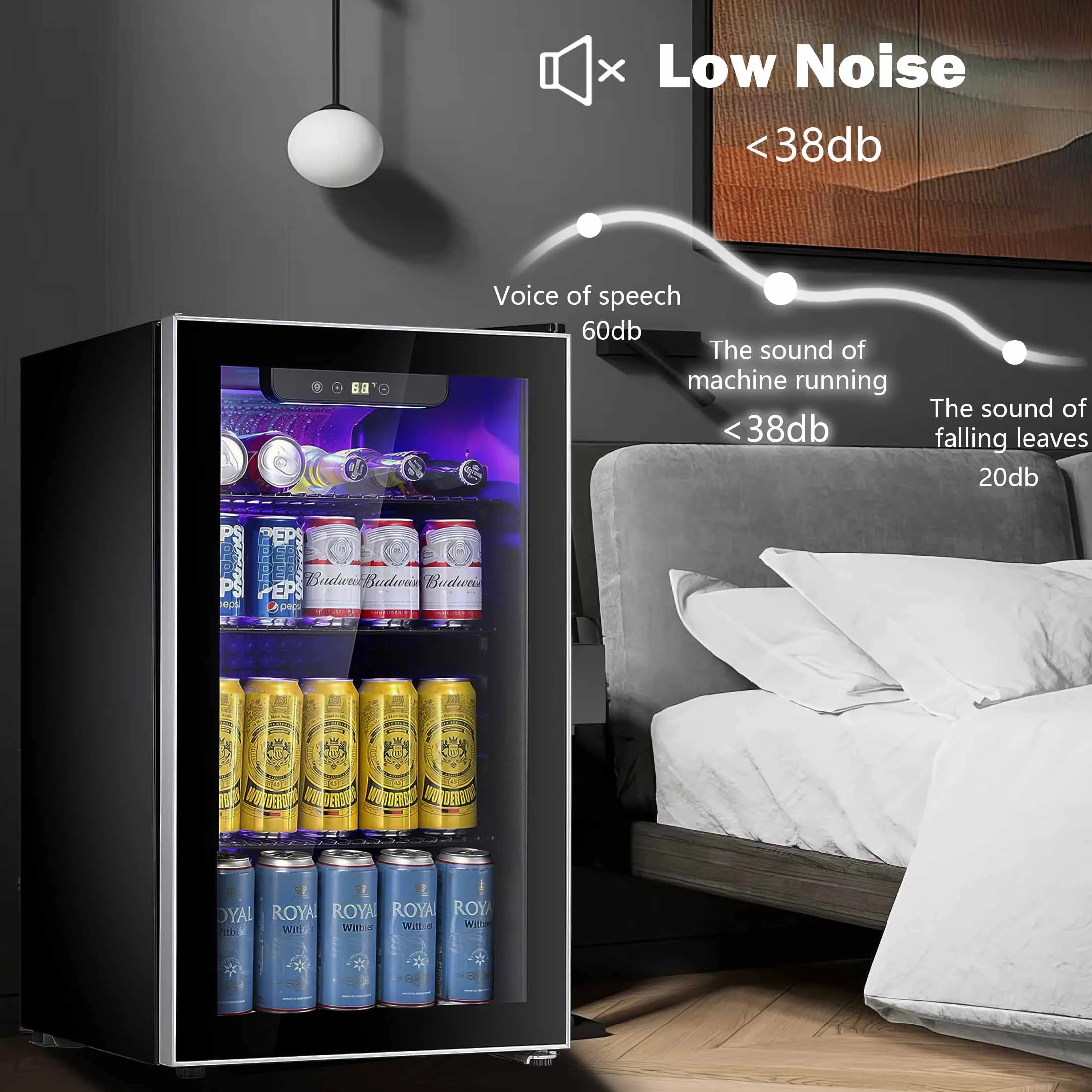 126 Can Beverage Refrigerator and Cooler with Glass Door for Home/Office/Bar-Black(3.2 cu ft) - Image 7