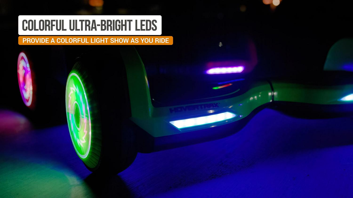 Hovertrax Brights Green with LED Lights UL2272 Certified Hoverboard for Child Age 8+ Image 4
