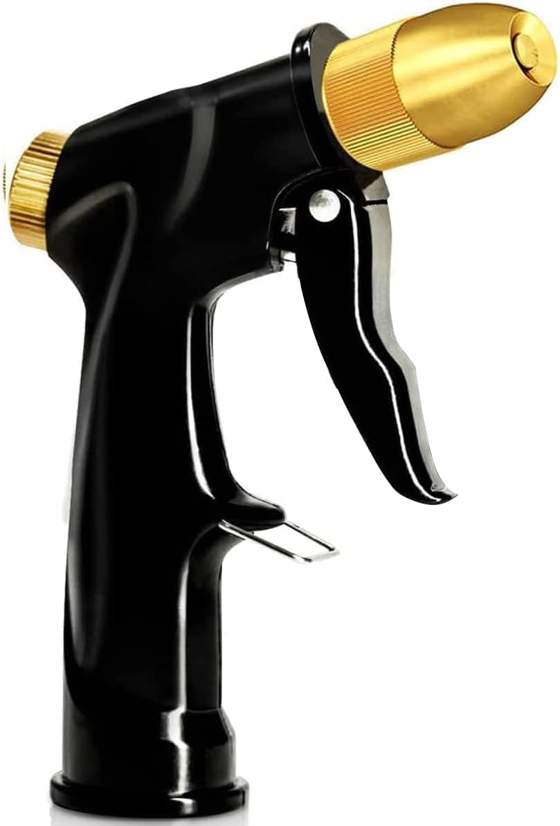 ESOW Garden Hose Nozzle Heavy Duty Metal, Full Brass Pistol Grip 4 Patterns