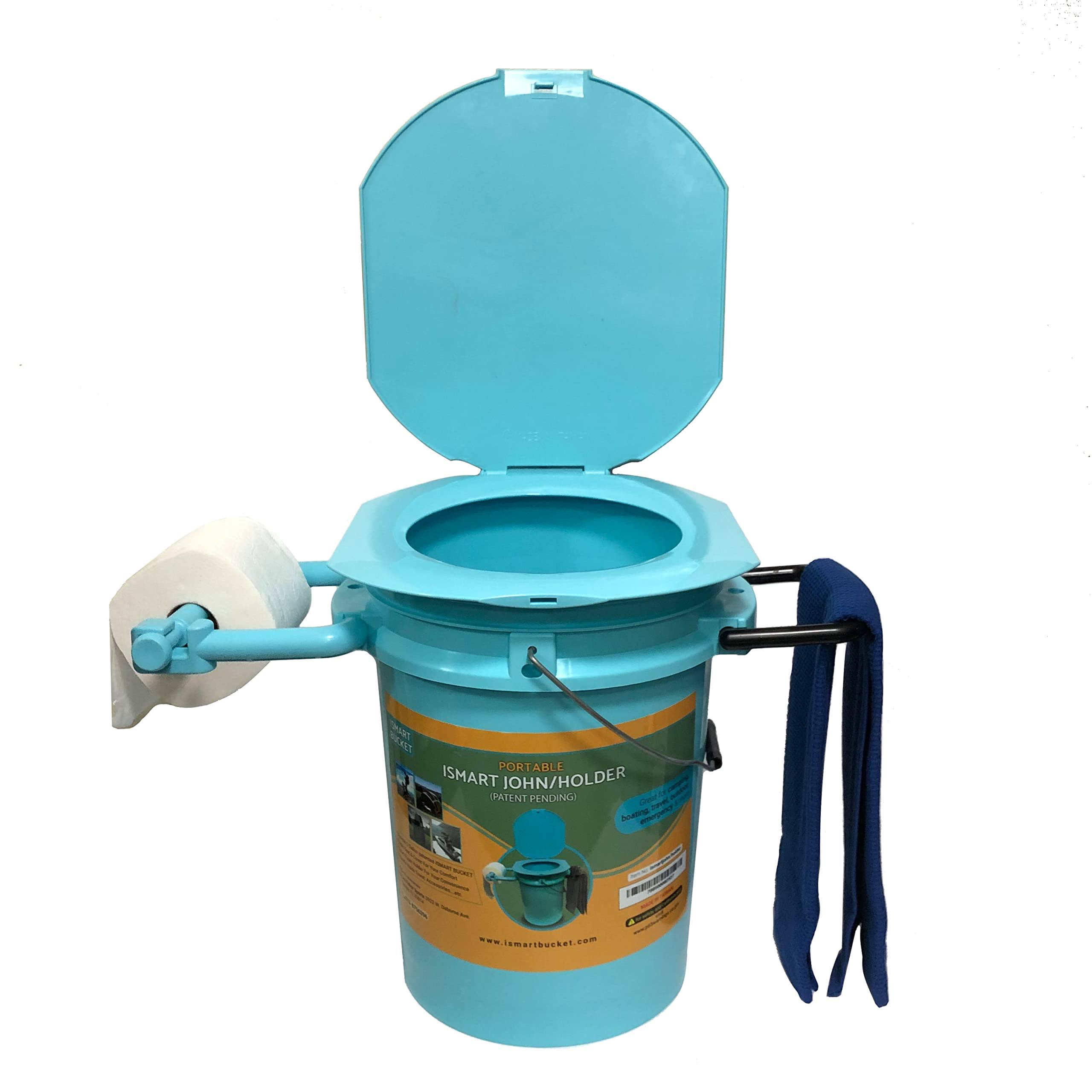 iSmart JOHN(TOILET)/PAPER & Accessory HOLDER-Innovative Design Portable Bucket Toilet with Paper Holder
