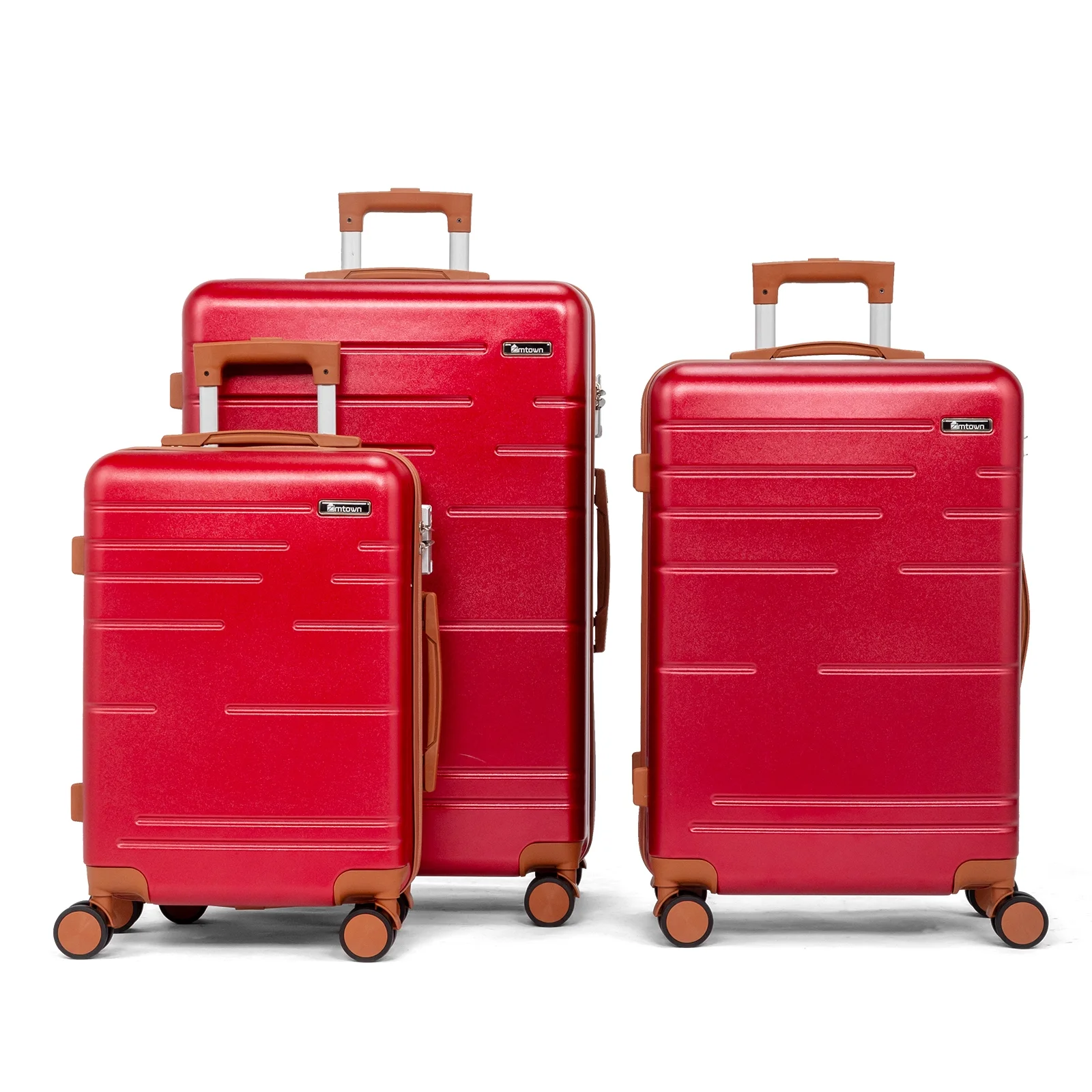 Zimtown Luggage 3 Piece Set Suitcase ABS Hardside Lightweight with TSA Lock Spinner Wheels, Beige