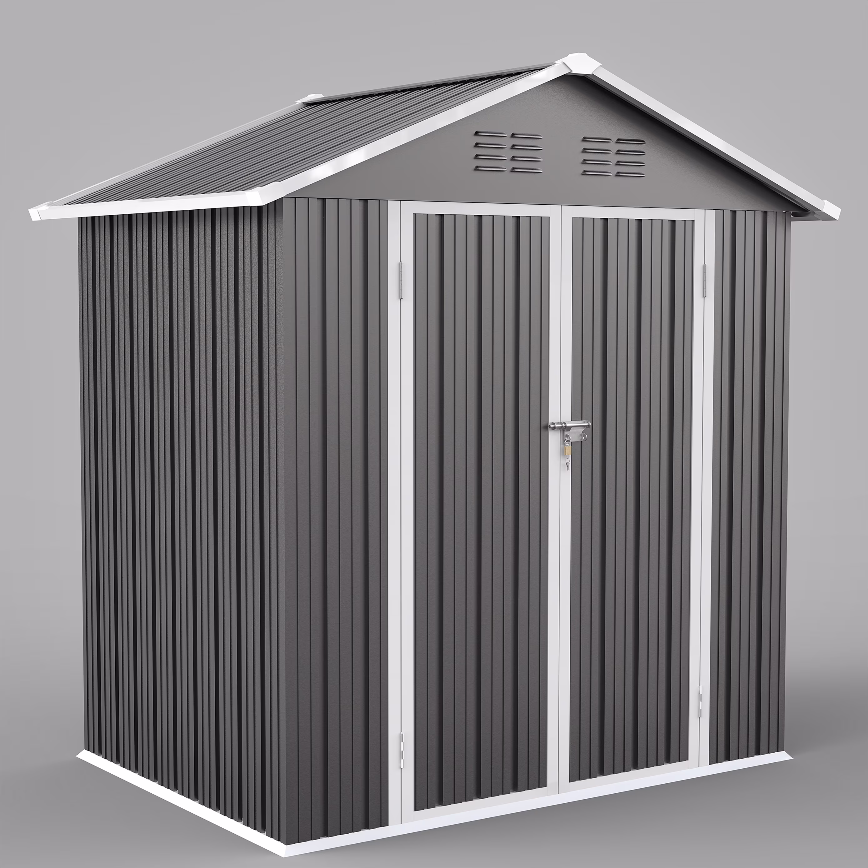 Outdoor Storage Shed with Lockable Doors, Dark Gray(6' x 4'# Gray)