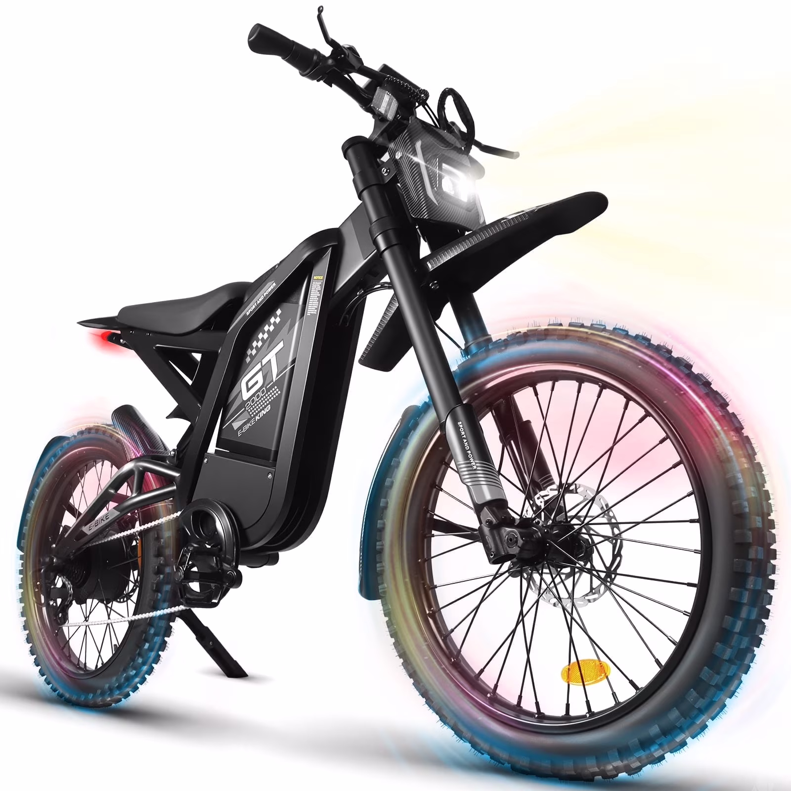 GT2000 Electric Dirt Bike for Adults, 3000W Peak Electric Motorcycle, 37MPH Electric Bike, 48V 30Ah Battery, 85+Miles Mountain Bike, 24" Fat Tire Ebike, Hydraulic Brakes, Full Suspension, UL2849(Black)