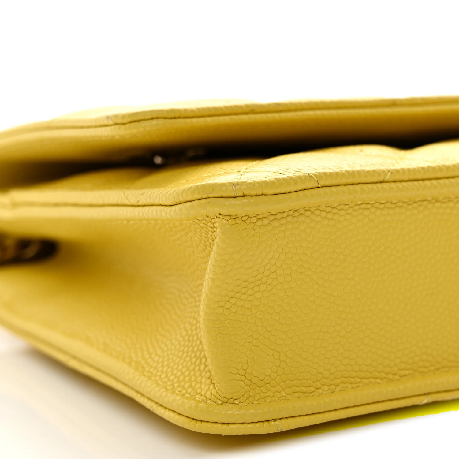 Caviar Quilted Wallet on Chain WOC Yellow