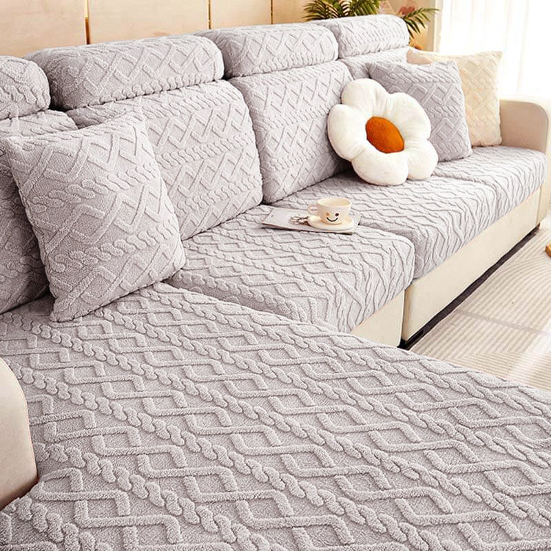 Full Wrap Soft Fleece Stretch Sectional Couch Cover