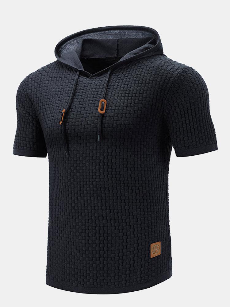 Pull à capuche en maille à manches courtes coupe ajustée
