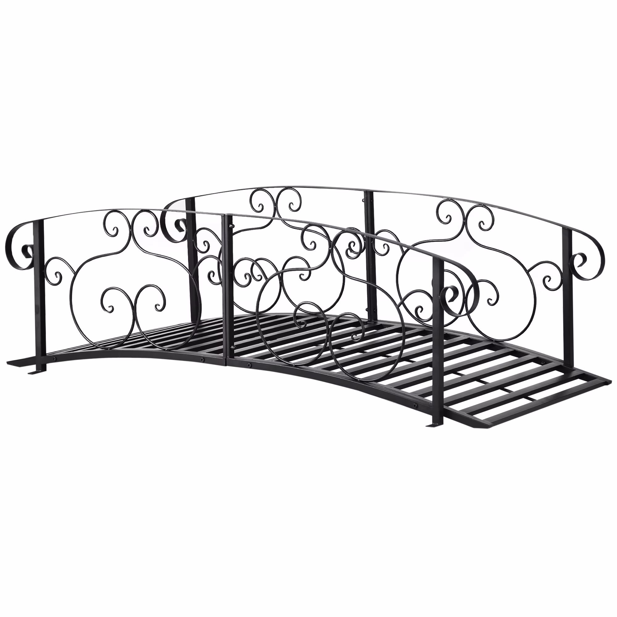 CoSoTower 6' Metal Arch Backyard Garden Bridge, Safety Siderails, Arc Footbridge for Backyard Creek, Stream, Pond, Black