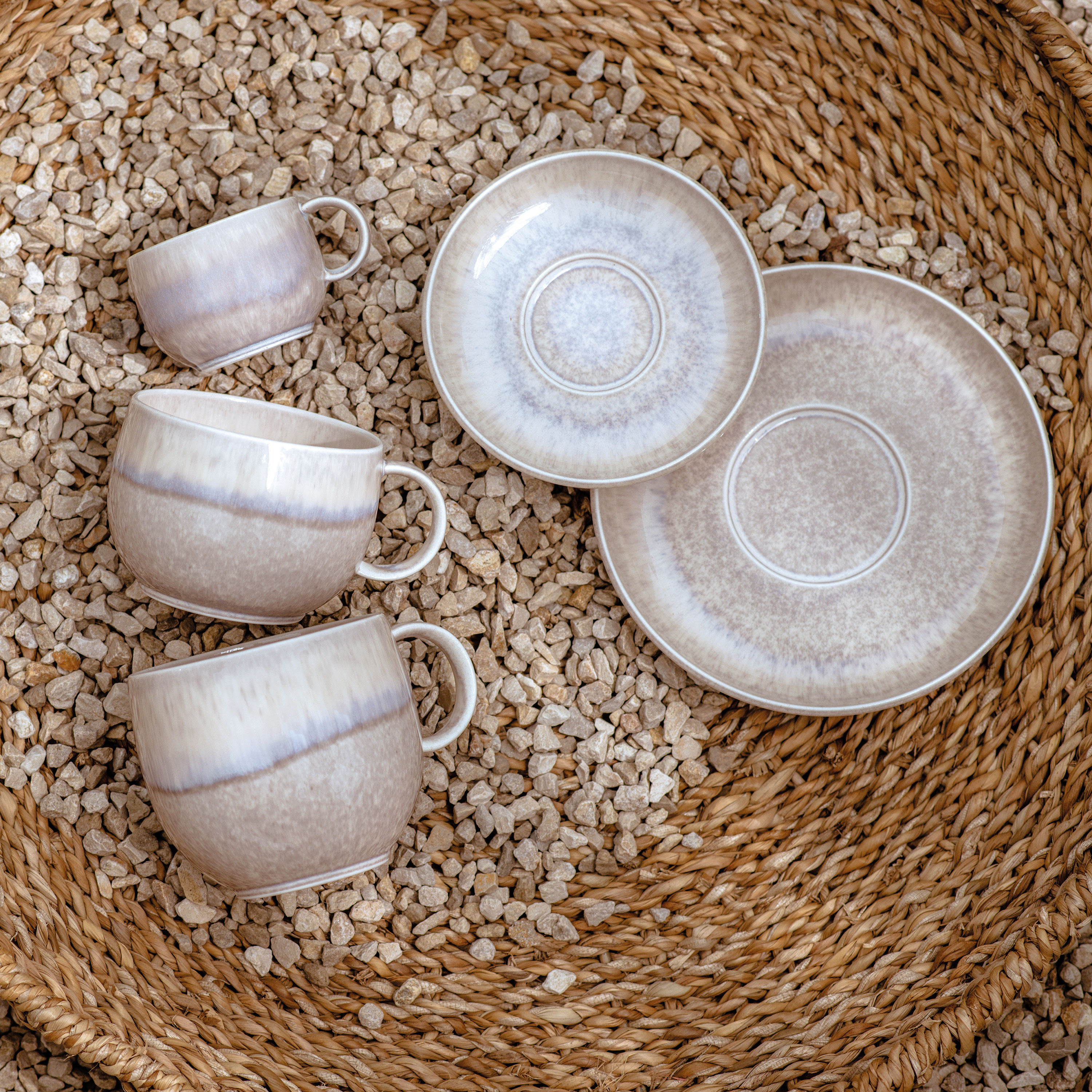 Perlemor Espresso cup saucer - Beige, 4.8'', Premium Porcelain