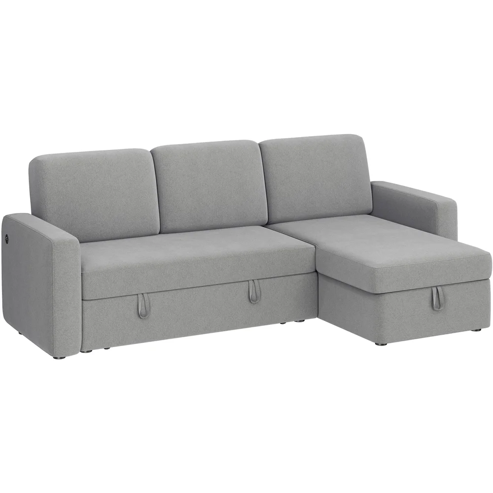 Reversible Sectional Sofa with USB Type-C Ports for Livingroom, Light Gray(Light Gray) - Image 2