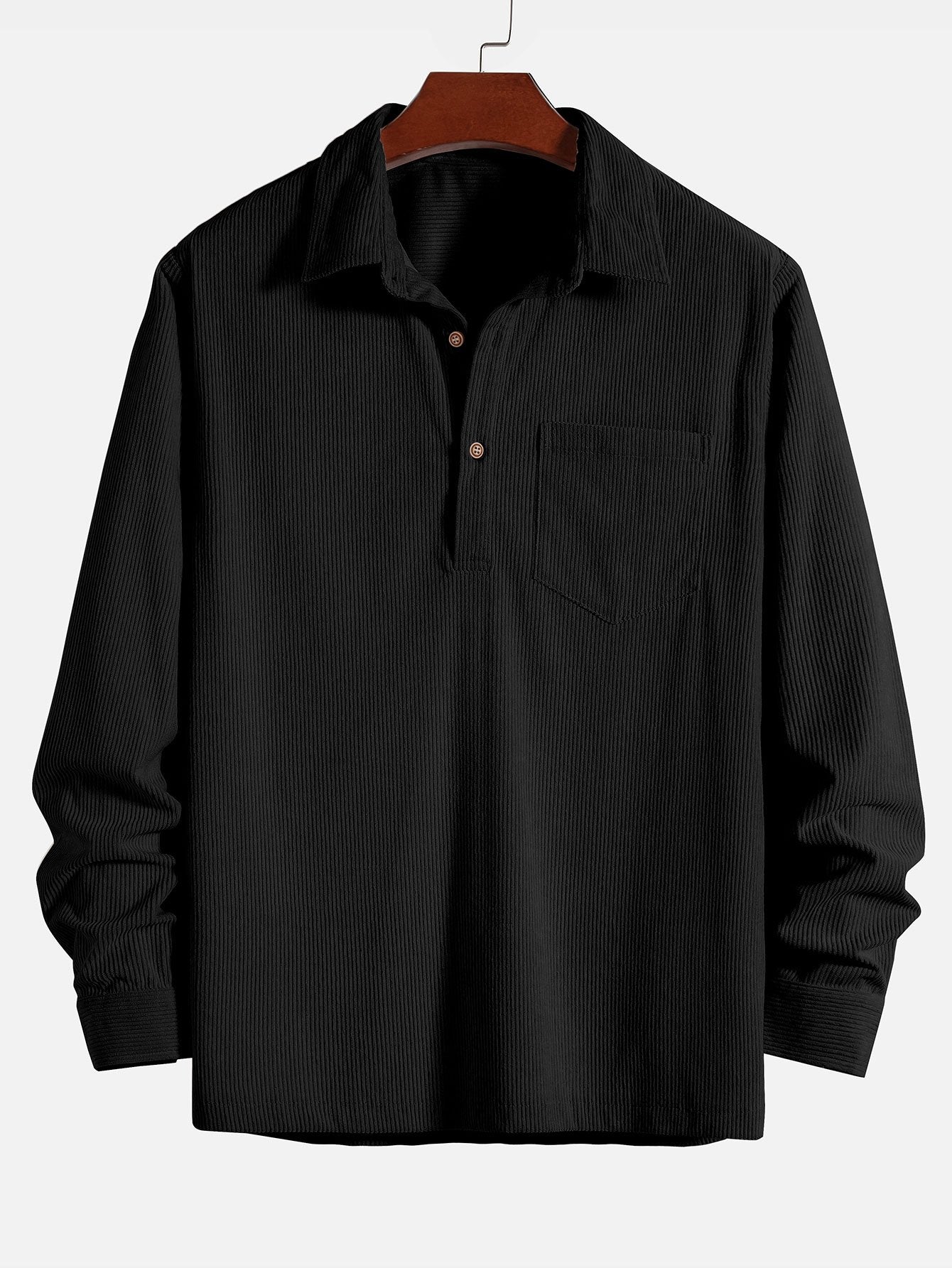 Chemise en velours côtelé à col polo et manches longues
