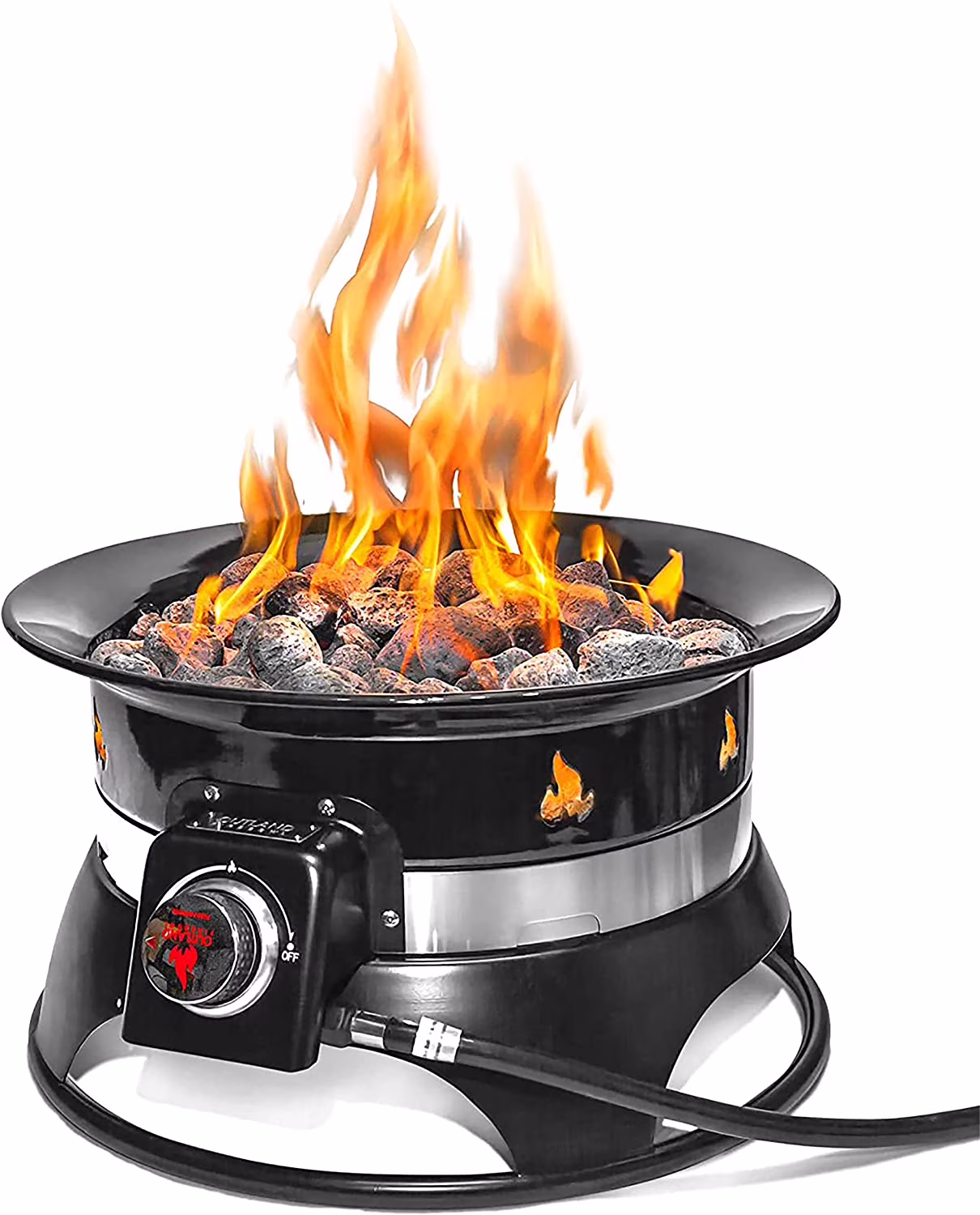 Firebowl 870 Premium Auto-ignition Outdoor Propane Gas Fire Pit with UV and Weather Resistant Cover Carry Kit, 19-Inch Diameter 58,000 BTU(Black)