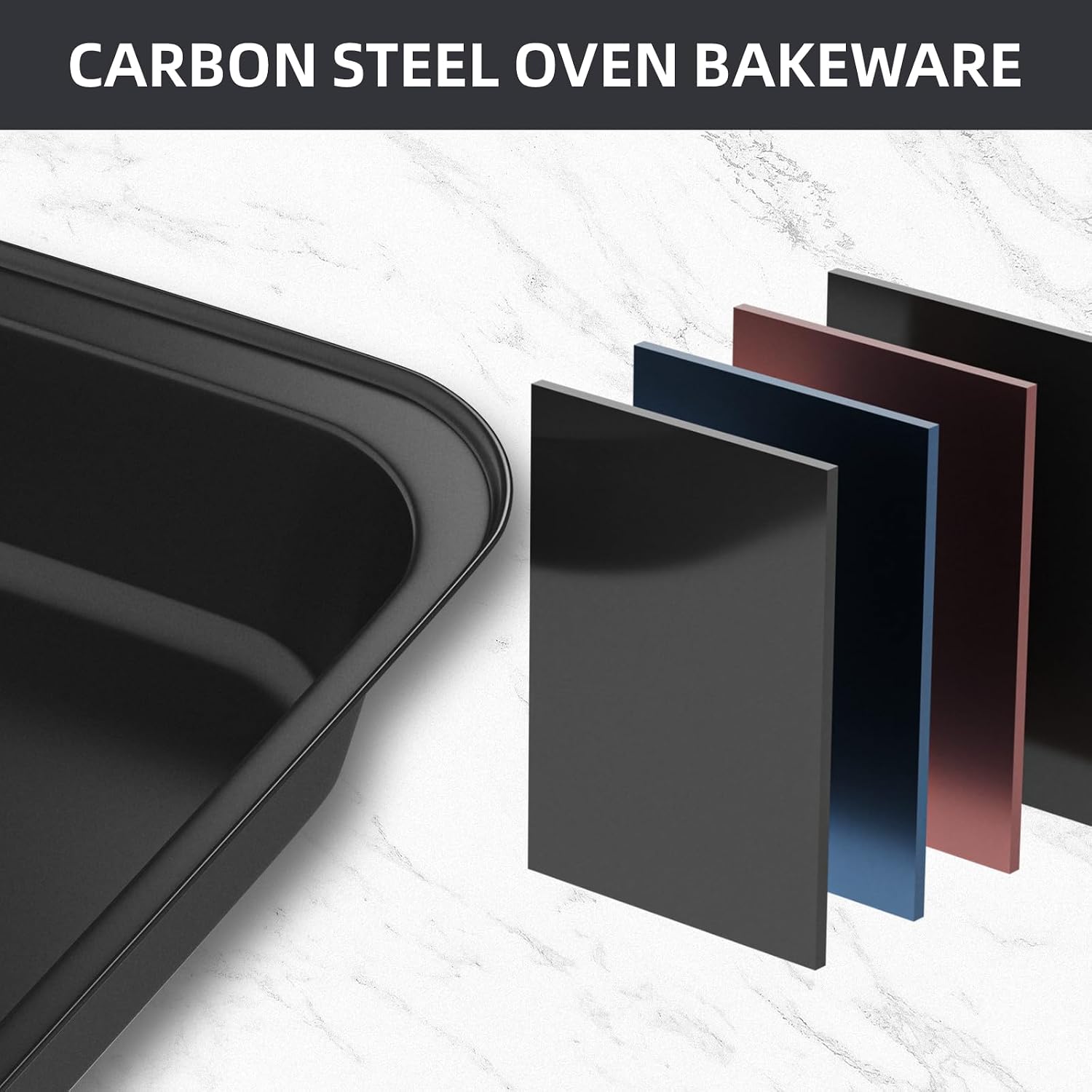 CasaCulina Baking Pans Set, 5-Piece Nonstick Bakeware Sets, Black