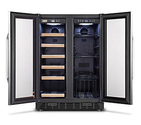 Lanbo Wine and Beverage Refrigerator, Compact Built-In Wine and Drink Center, 18 Bottle and 55 Can