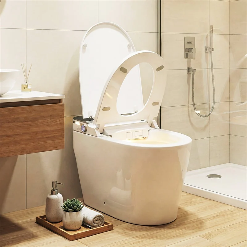 Smart Toilet with Built-in Bidet, ADA Height One Piece Electric Toilet w/ 1000g MaP Flush, Auto Open & Flush, Tank & Pump, Heated Seat, Dryer, Remote