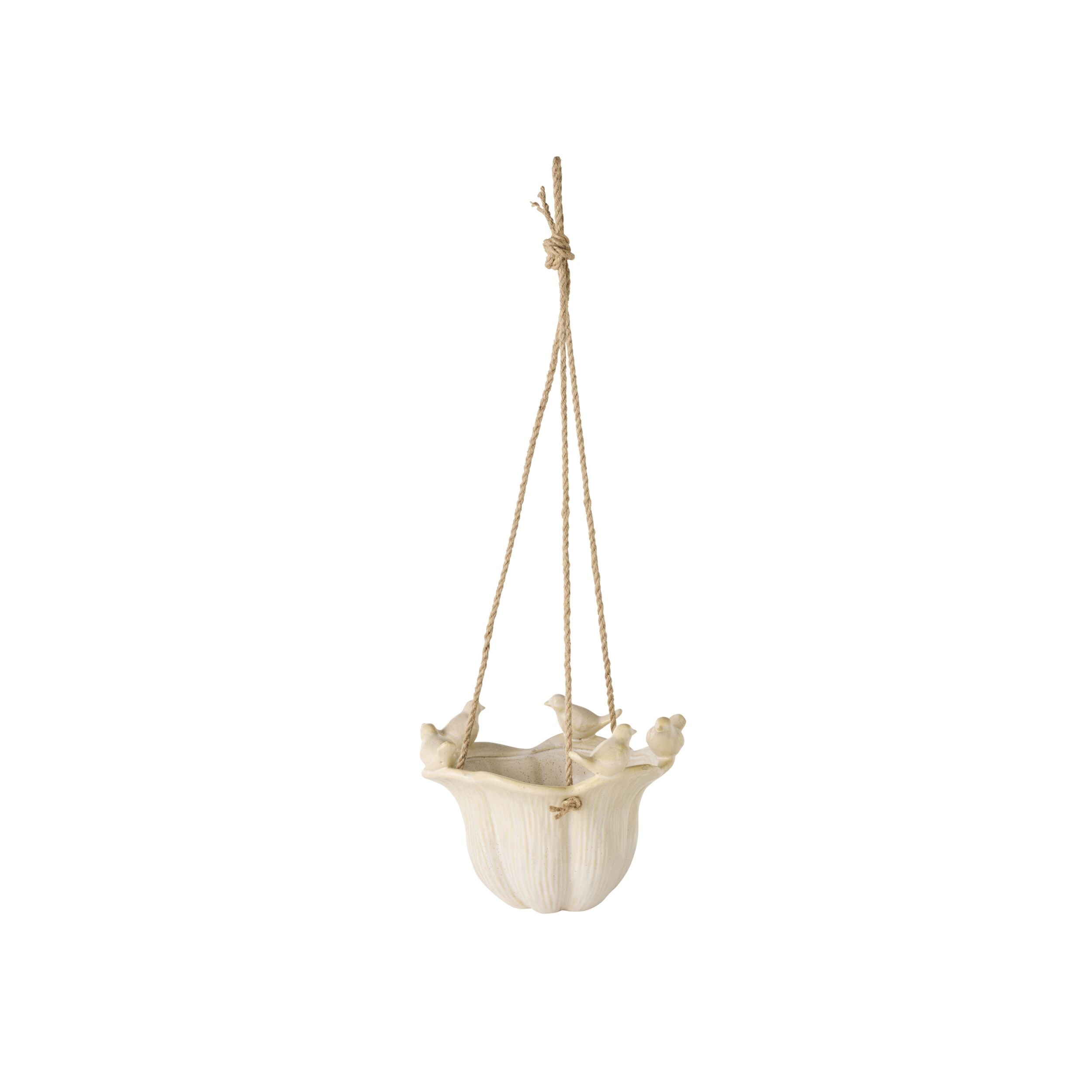 Chirping Birds Ceramic Hanging Pot