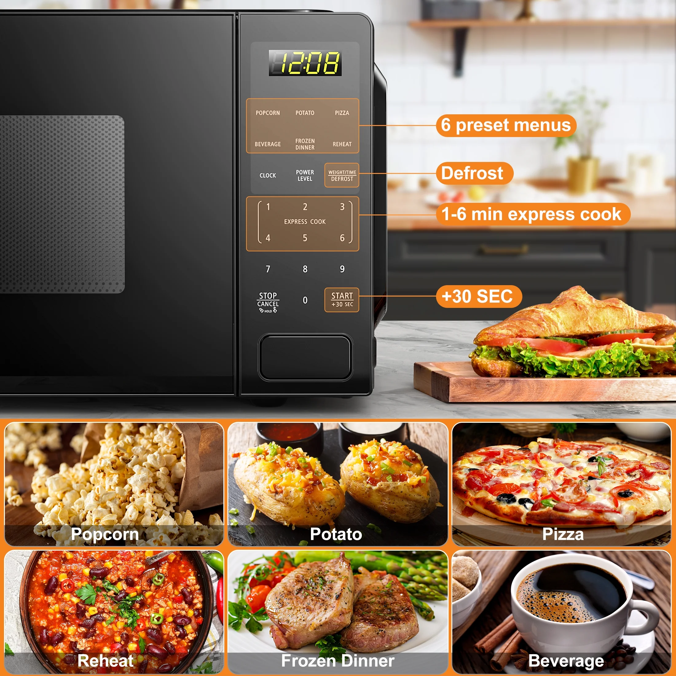 Mainstays 1.1 cu ft Countertop Microwave Oven, 1000 Watts, Black