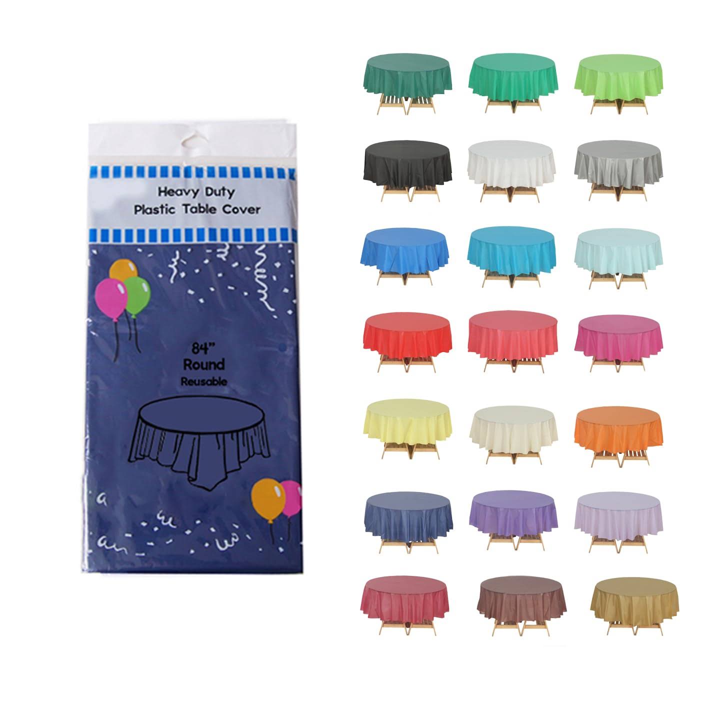 Evershine (4-Pack Heavy Duty Plastic Table Covers Tablecloth (Reusable) (Round 84