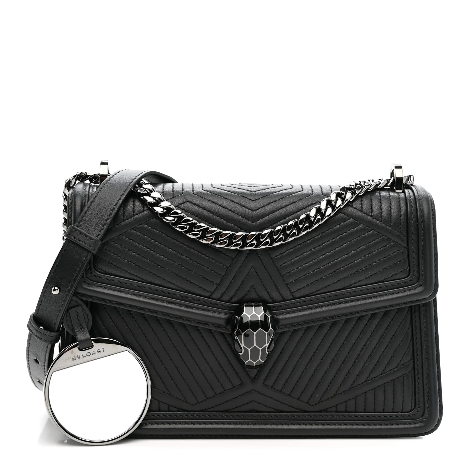 Quilted Nappa Smooth Calfskin Serpenti Forever Diamond Blast Shoulder Bag Black