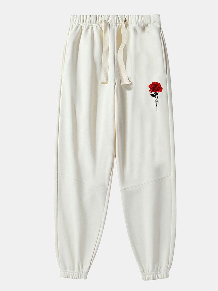 Pantalon de jogging en coton mélangé imprimé rose