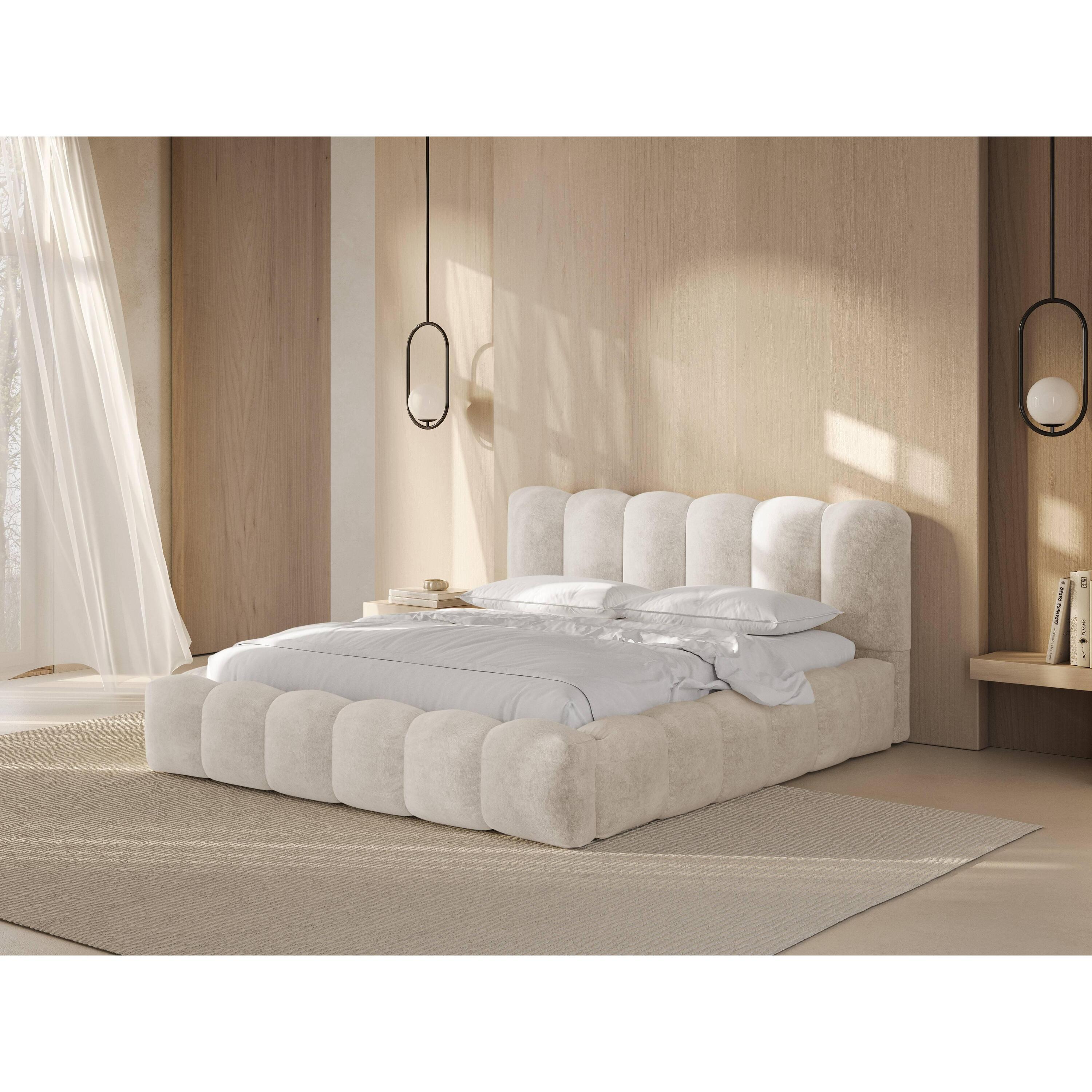 Micadoni Lupine Bedframe met Opbergruimte 160 x 200 cm - Chenille - Li