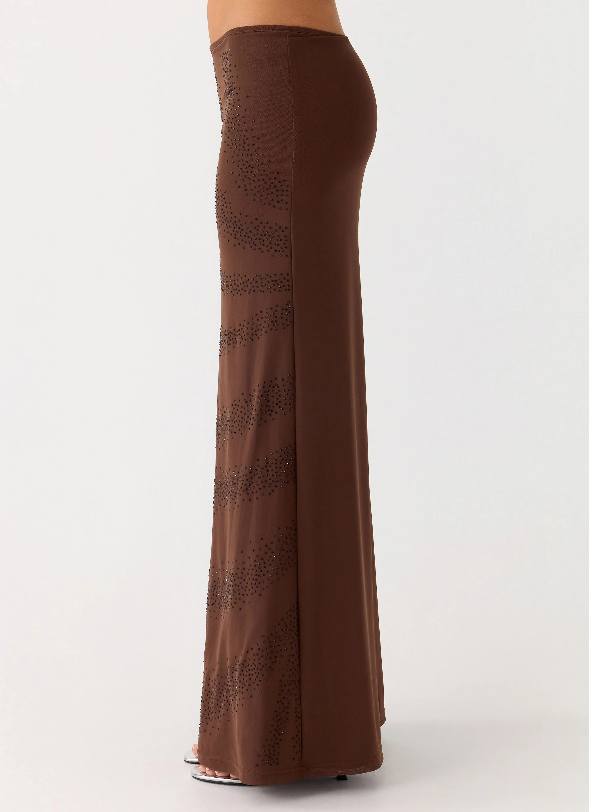 Sweet Sky Beaded Maxi Skirt - Chocolate