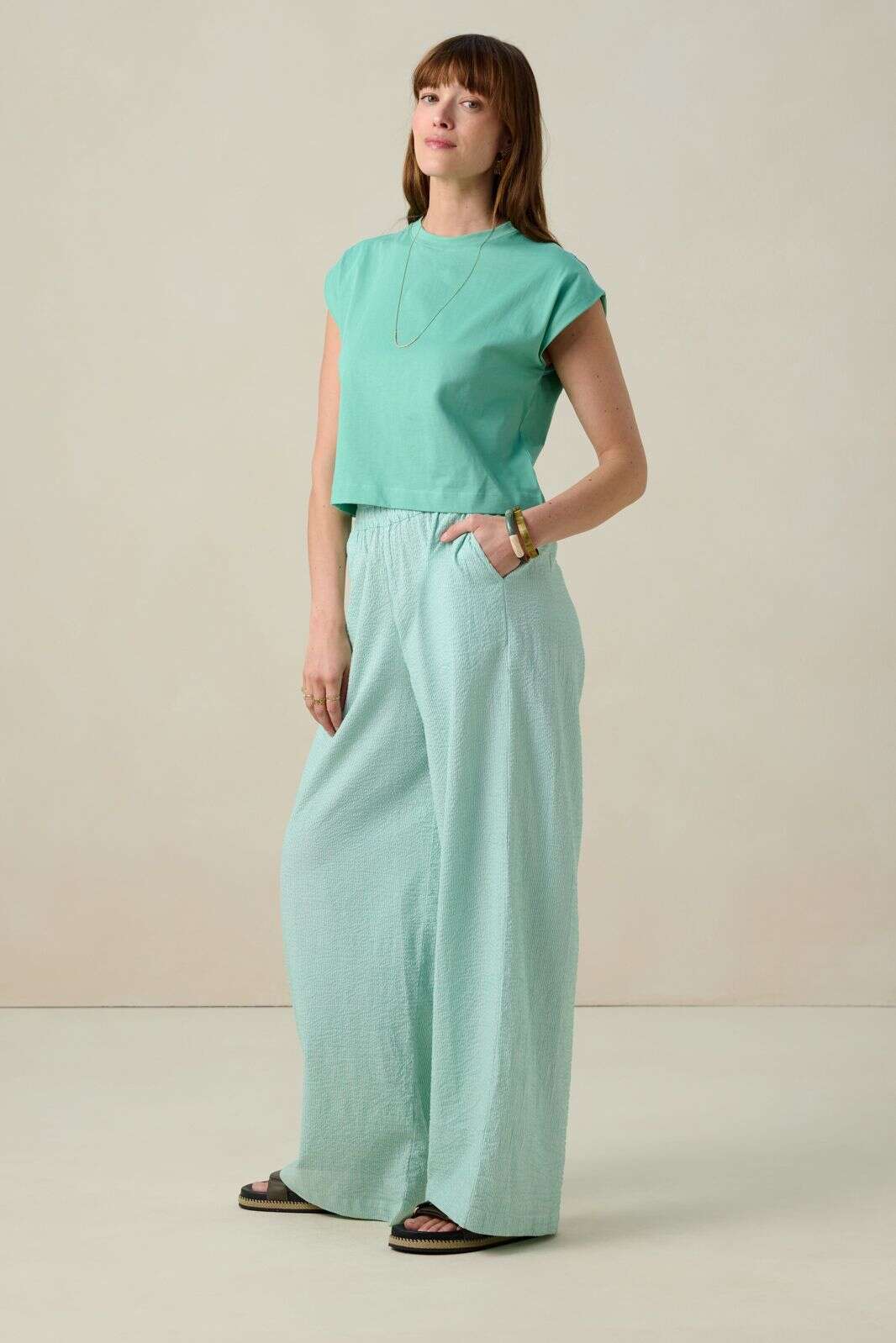 Groen mouwloos T-shirt