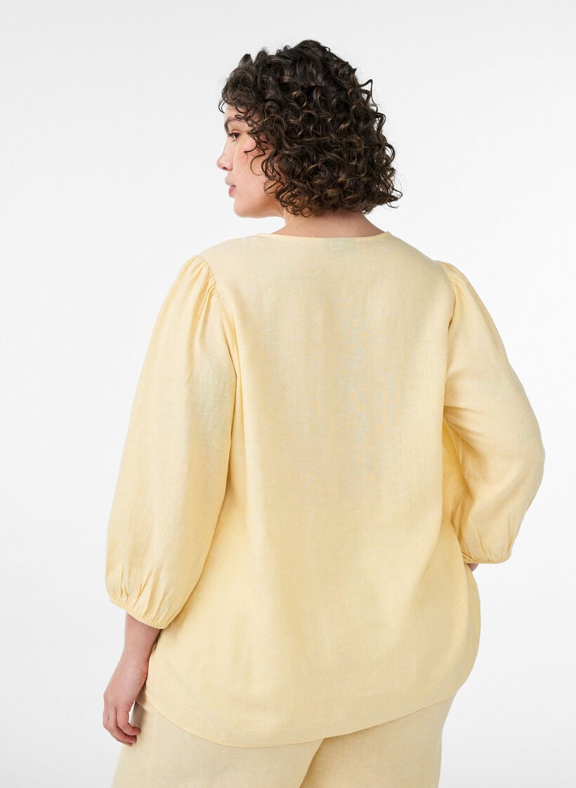 Zizzi Shirt blouse in linen and viscose with 3/4-sleeves