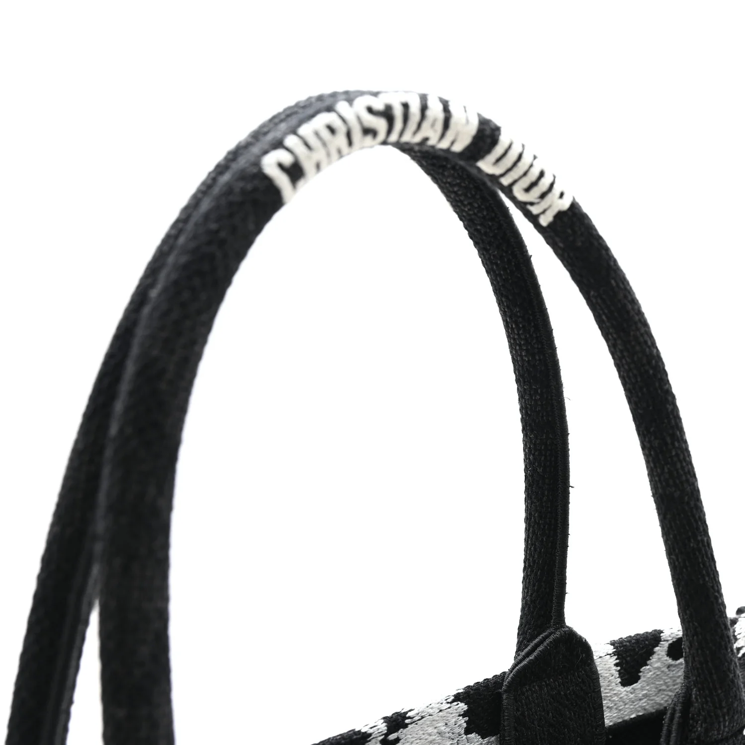 Canvas Embroidered Medium Paris Book Tote Black White