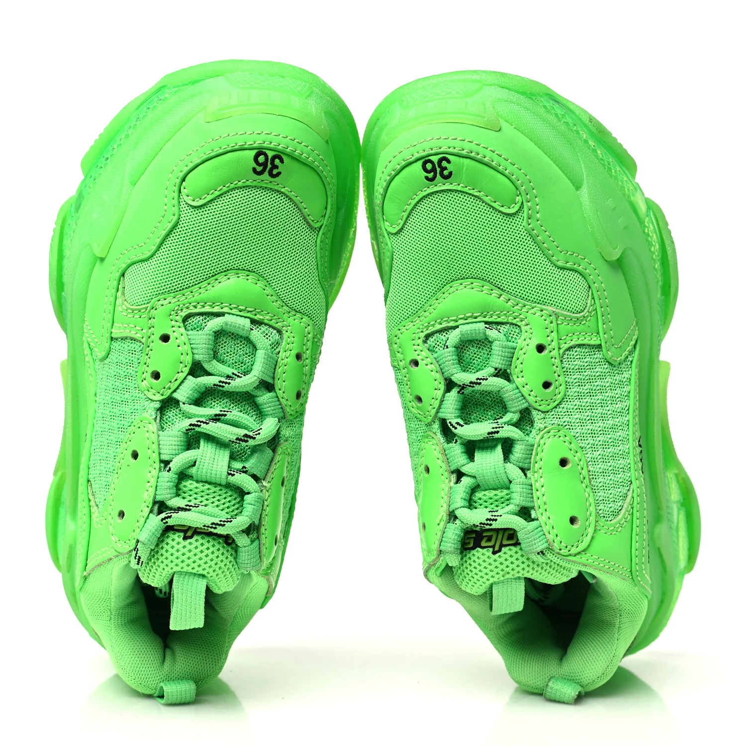 Fabric Mesh Clear Sole Womens Triple S Sneakers 36 Fluo Green