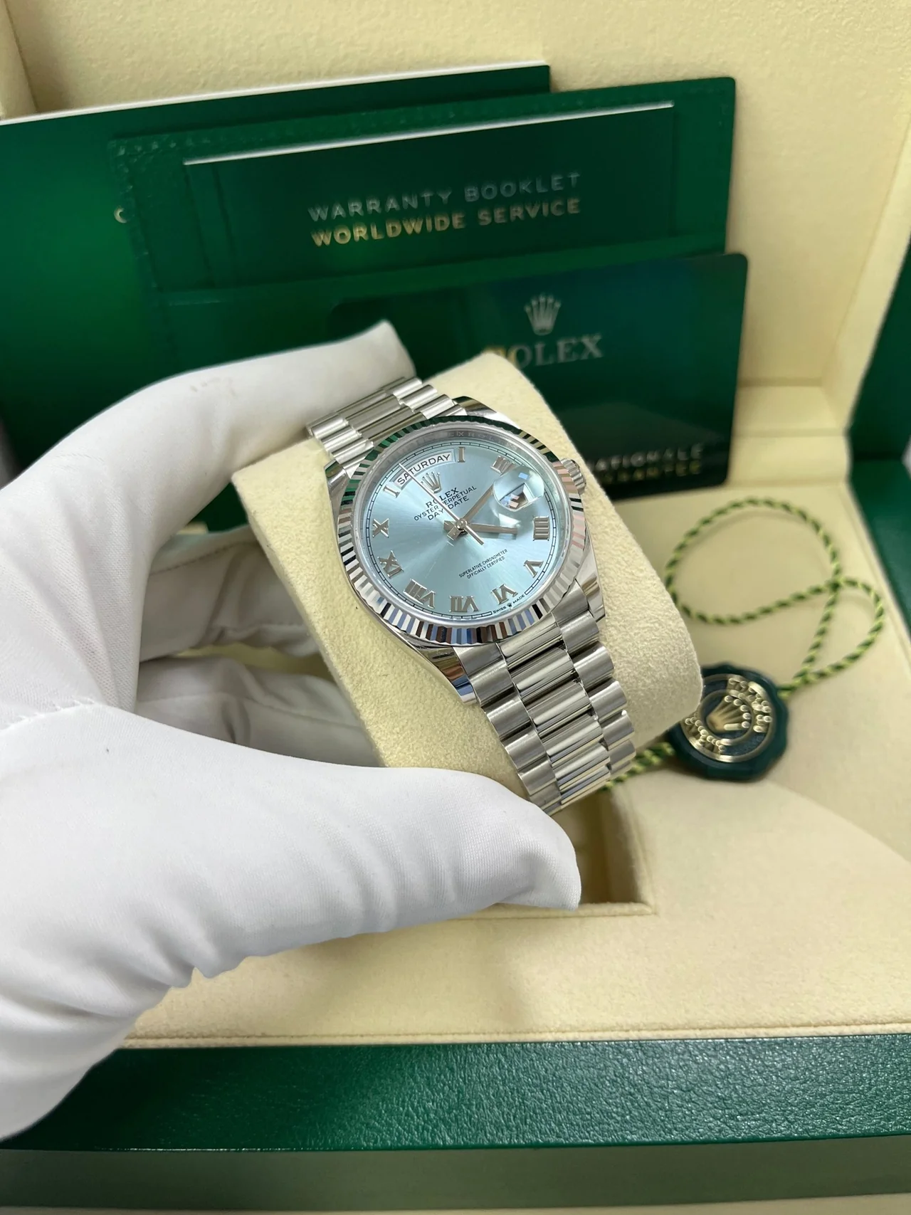 [Super Clone]RLX  Day-Date 36mm Oyster Perpetual 128236-0008 Ice Blue Roman Dial【Super Clone】