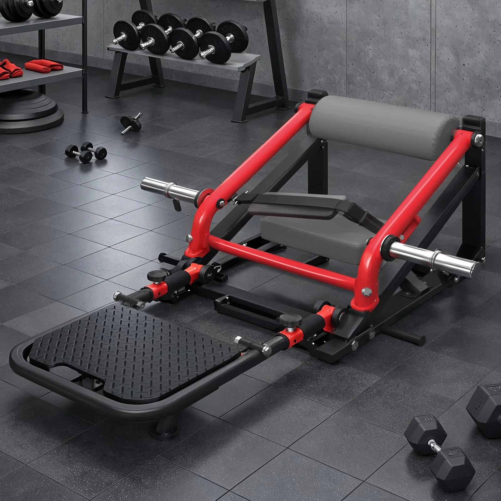 AECOJOY Hip Thrust Machine with Adjustable Footboard, 800LBS Plate-Loaded Glute Bridge Machine