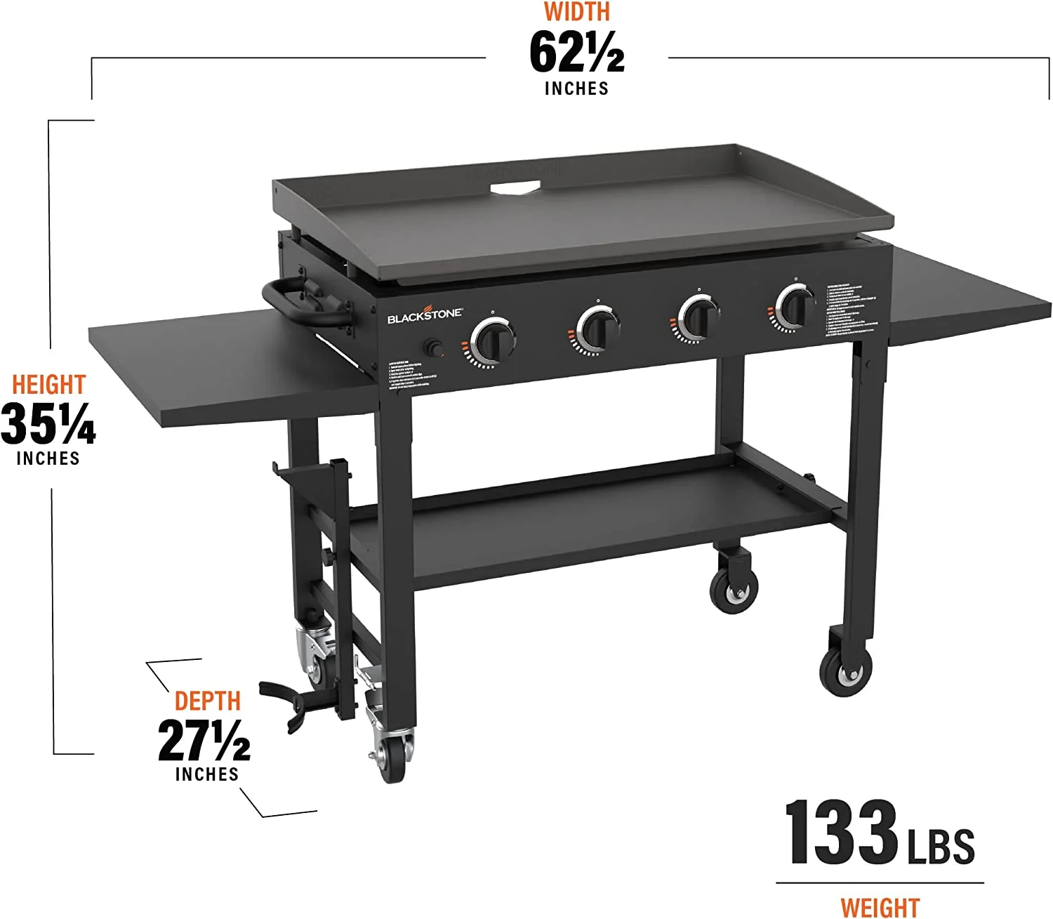 36 Inch Gas Griddle Cooking Station 4 Burner Flat Top Gas Grill Propane Fuelled Restaurant Grade Professional 36�� Outdoor Griddle Station with Side Shelf (1554) Image 6