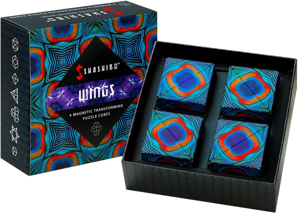 Shashibo Shape Shifting Box - Award-Winning STEM Fidget Toy with Ultra Strong Magnets - Puzzle Cube Transforms Into 100+ Shapes, Perfect Sensory Gift for Kids, Teens, and Adults (Spaced Out)