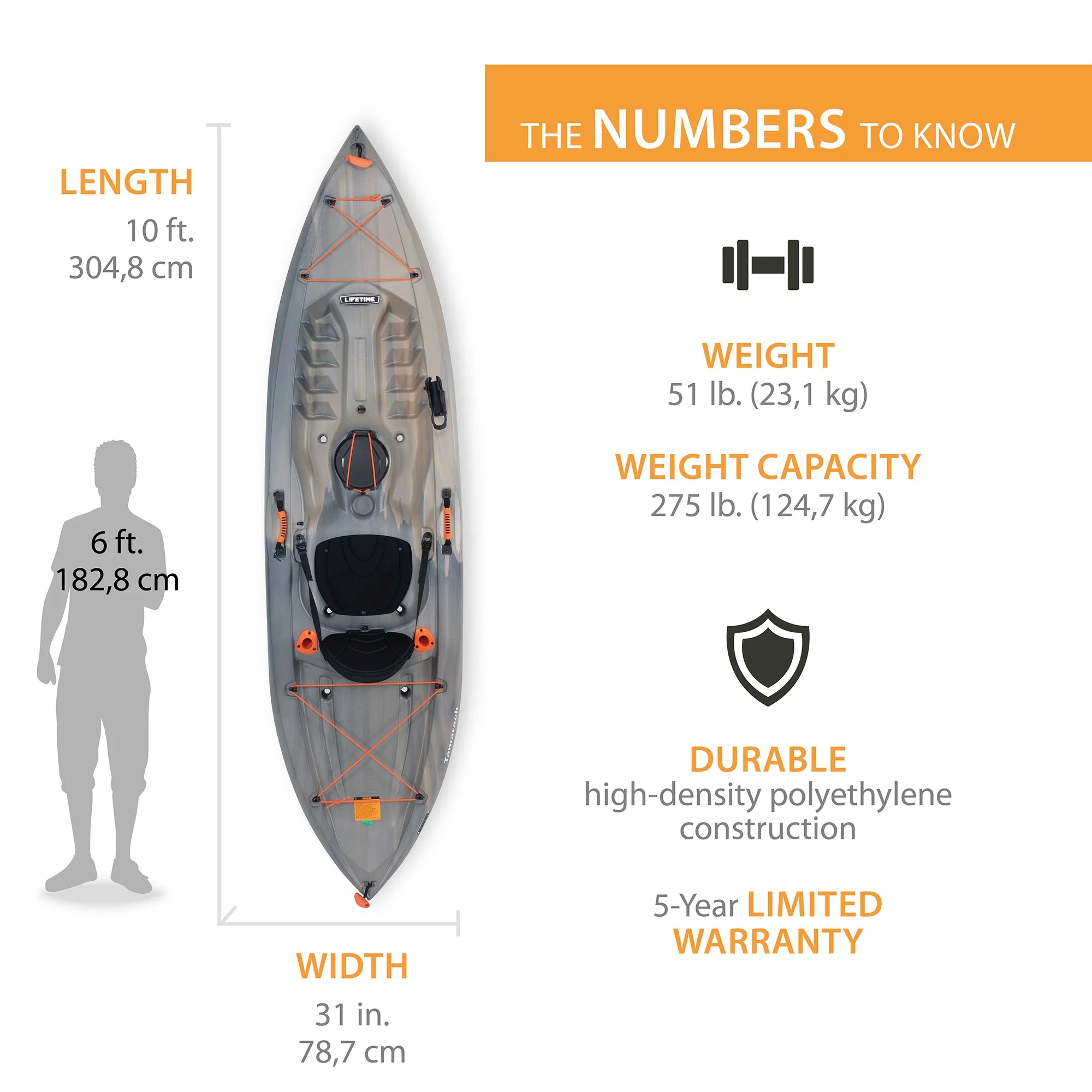 Lifetime Tamarack Angler 10 Ft. Fishing Kayak, Volcano Fusion (91340)