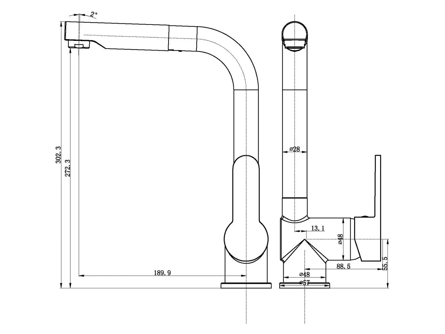 Schtte Mitigeur basse pression LONDON, avec jet rtractable