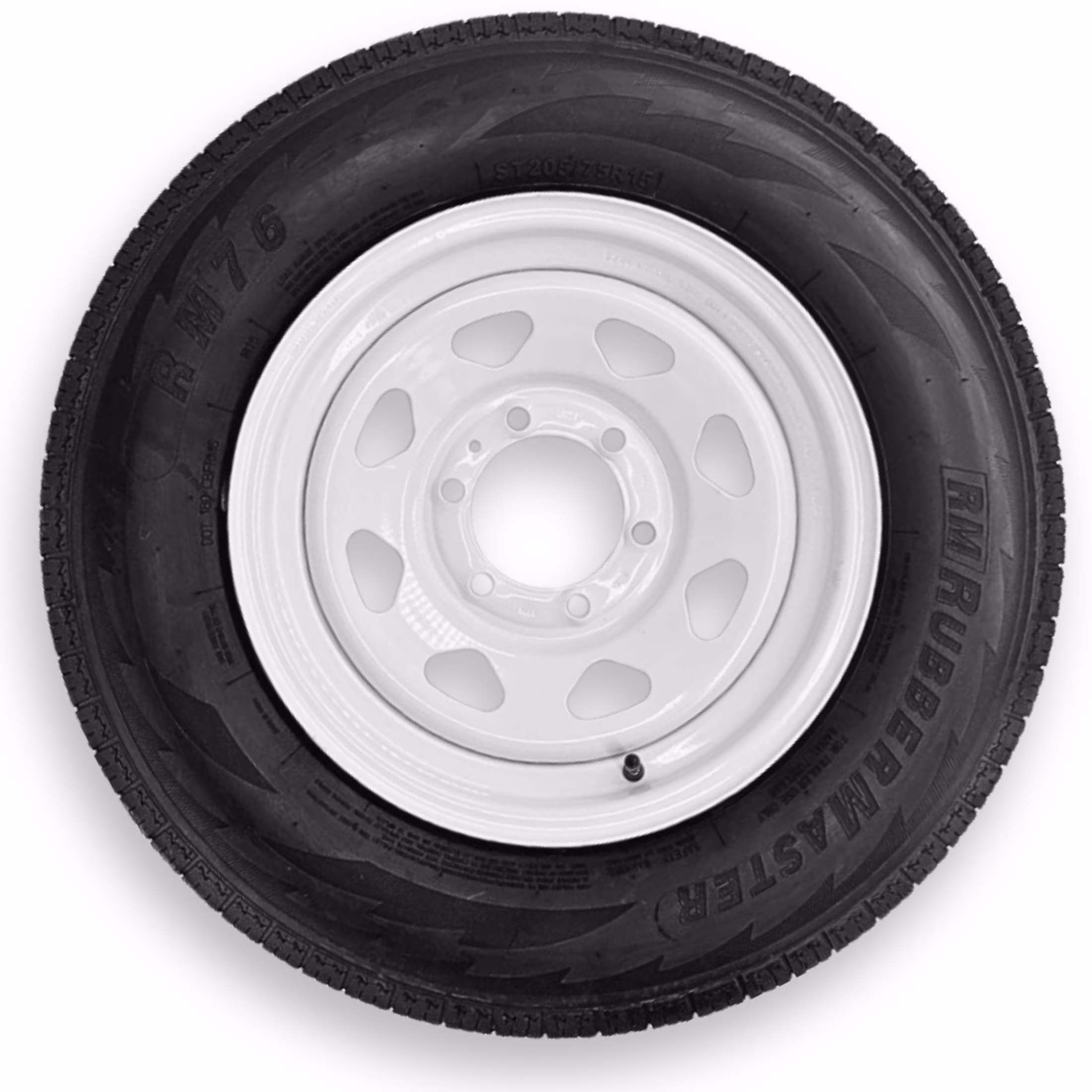 Rubbermaster ST205/75R15 6 Ply Highway Rib Tire and 6 on 5.5 Eight Spoke