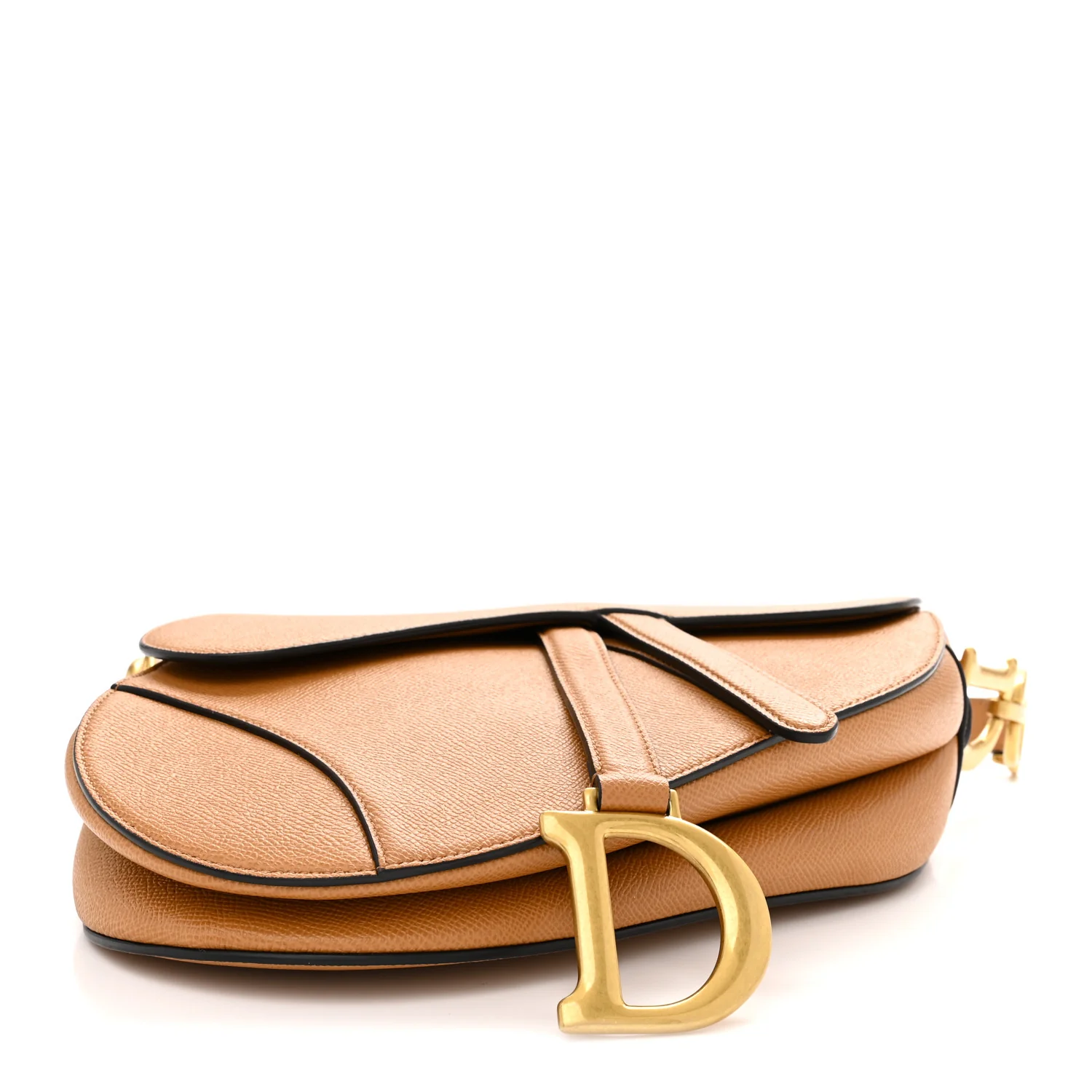Grained Calfskin Saddle Bag Camello