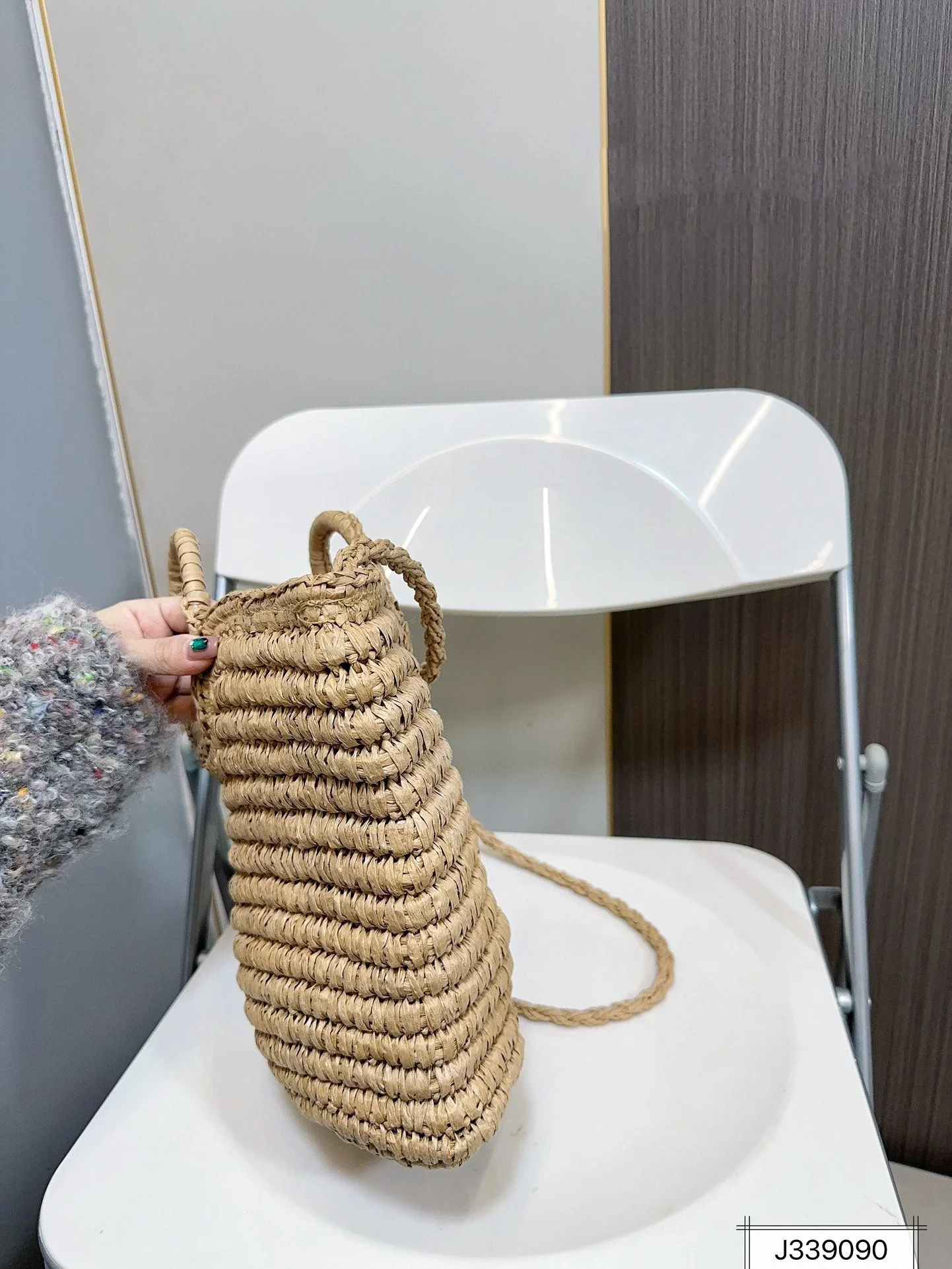 YSL SAINT LAURENT Raffia Woven Tote Bag For Summer Vacation Beach 30x20cm