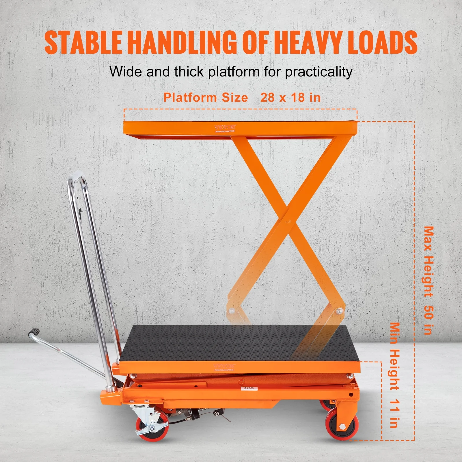 Hydraulic Lift Table Cart 330 lbs Manual Double Scissor Lift Table 50" - Image 9