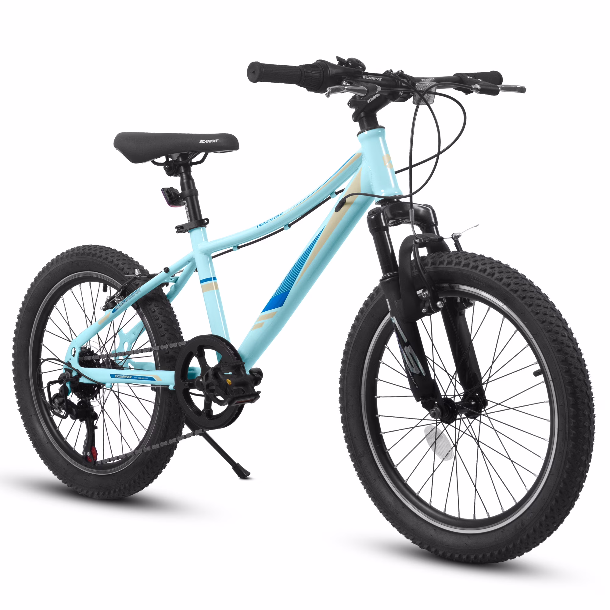 Aukfa 20 inch Kids Mountain Bike, Front Suspension Fork Kids' Bicycles for Boys Girls,7-Speed,Blue