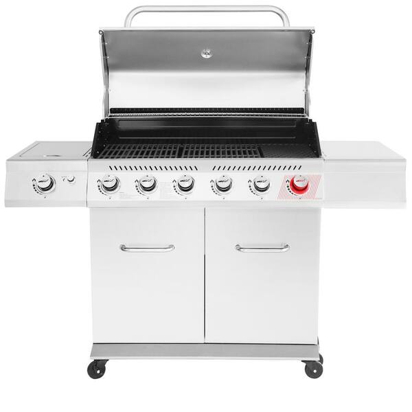6-Burner Propane Gas Grill in Stainless Steel with Sear Burner and Side Burner